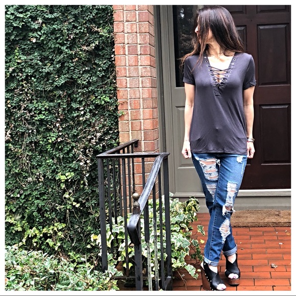 ✨LAST ONE ✨Boyfriend lace up loose fit top - Picture 7 of 7